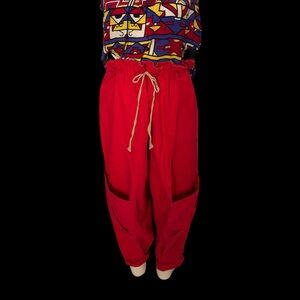 Electric Feathers Red Drawstring jumpsuit Pants and Shirt separated at birth OS